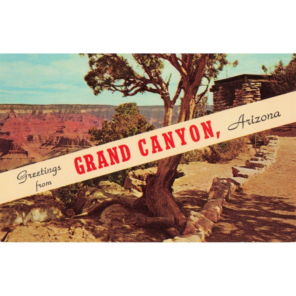 Vintage Greetings from Grand Canyon Arizona Postcard Yavapai Point Linen 1DK-471